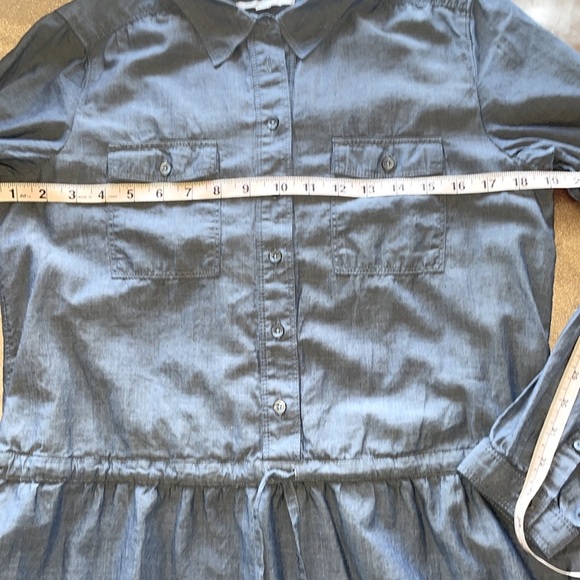 Gap Chambray Denim Dress Roll Tab Sleeve Utility Shirt Dress Size Small - Picture 7 of 11
